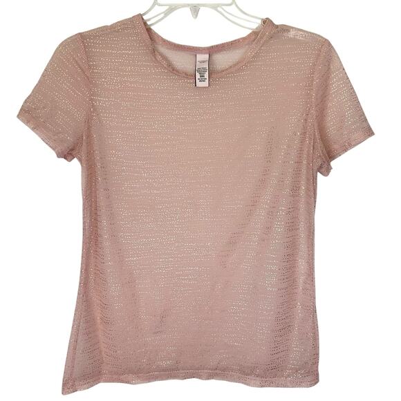 Vintage Y2K Victoria's Secret Mesh Top Pink Rose Gold Metallic Sheer Size XS - Picture 2 of 4